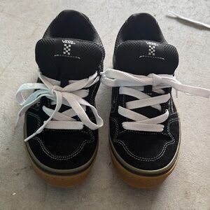 Vans Kids Black and White Sneakers with Tan Sole
